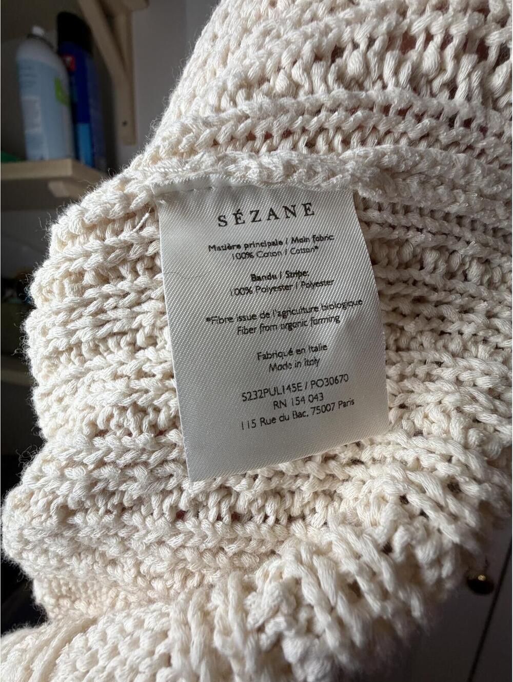 Sezane Bree Jumper Cream Cable Knit Sweater Button Neck Size S - Picture 5 of 6